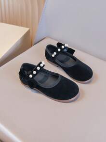 Children's Fashion Pearl Cloth Shoes, Casual Minimalist Style Comfortable Soft Bottom Flat Shoes, Spring/Summer - Black - View 5