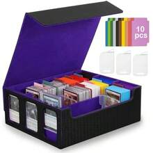 Caja de Cartas MTG con Ventanas de Exhibición MTG Deck Box Gran Capacidad con 2400 Cartas Caja de Alenamiento para Tarjetas TCG PTCG Deportivas - Mejora Negro Prpura - Ver 1