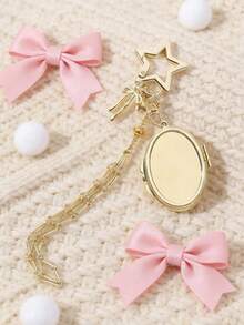 创意悬挂装饰心形星形吊坠网袋，不锈钢口红/润唇膏收纳袋，金属钥匙扣