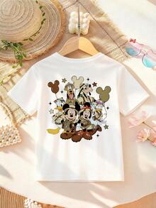 Disney Apparel Featuring A Double-Sided Print Of Mickey And His Friends On A Jungle Adventure. This Soft, Breathable Short-Sleeve Crew Neck T-Shirt Is Perfect For Spring And Summer Wear, Ideal For Everyday Outfits, Vacation Leisure, Outdoor Activities, School Life, And Shopping Trips. It Also Makes An Excellent Gift For Boys And Girls. Every Child Deserves One. - 白色 - 查看 3