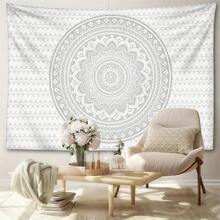 1 Peça Tapeçaria Mandala Cinza e Branca, Tema de Estilo Hippie Abstrato de Bruxaria, Adequada para Decoração de Sala de Estar, Quarto, Escritório, Acompanha Kit de Instalação, Decoração Doméstica, Decoração de Quarto, Presente de Decoração de Parede, Presente de Aniversário e Formatura - cinza branco - Visão 9