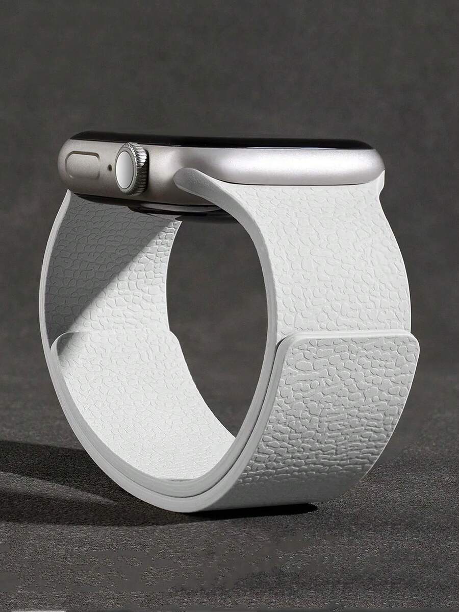 38/40/41/42/44/45/46/49毫米磁性硅胶表带，柔软防水纹理运动表带，兼容 Ultra/SE/11/10/9/8/7/6/5/4/3/2/1，智能手表配件，白色