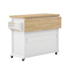 Mobile Kitchen Island On Casters With Extendable Dining Table, Kitchen Cart With Multifunctional Drawers, Ideal For The Kitchen And Dining Room (Black) - White - View 8