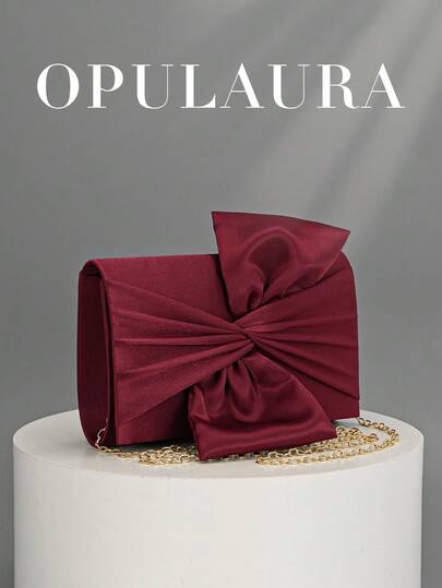 1 st OpulAura satin kuvertväska med fjärilar och blommor i vinrött, lämplig för fester och formella evenemang, en perfekt alla hjärtans dag-present till henne