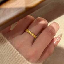 Nhẫn mạ vàng 18K hình hoa mộc tê cổ điển, đính đá Zirconia cacbon cao, có thể điều chỉnh kích cỡ, dành cho nữ. - Vàng - Xem 3