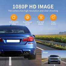 四通道行车记录仪：1080P 全高清车载 DVR，配备 3.16 英寸 IPS 屏幕、超清晰镜头和紧急锁定功能 - 四重保护，全方位行车安全 - 4 Channels Dash Camera - 查看 3