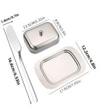 3pcs Butter Dish With Lid,Butter Box ,Butter Storage Container,Cheese And Bread Keeper Storage,Kitchen Accessories,Kitchen Gadgets,For Friend/Seniors Gift,Christmas/Cheese&Butter Festival Gift - Silver - View 3