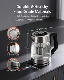 Aigostar Electric Kettle - 2200W Fast Boiling, 1.7L Stainless Steel With Anti-Limescale Ceramic Coating, Temperature Control & Keep Warm, LED Indicator, Includes Tea Infuser - Ceramia - UK Plug(220-240V) - View 6