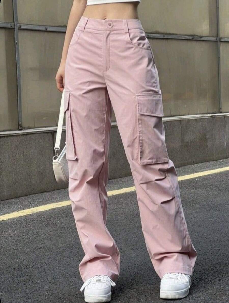 Pantalón cargo overzise para dama - Rosa - Ver 1