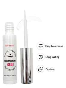 Rikuaild 1pc 5ml Waterproof Extra Strong False Eyelash Glue, White Transparent, Eyelash Extension Adhesive, Gentle & Quick Drying Lash Glue - Multicolor - View 5