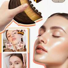 1 pieza Cepillo de masaje linfático, cepillo de belleza, cepillo de maquillaje, herramienta de masaje para la cara - Marrón - Ver 6