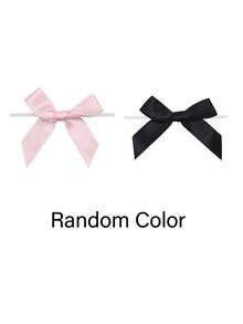 50pcs Satin Ribbon Bow Decorations, Pre-Tied Bow Knots Suitable For Candy Bags, Gift Wrapping, Crafts, Party Favors, Wedding Decor, Baby Shower Decor, Pink & Black - Multicolor - View 11