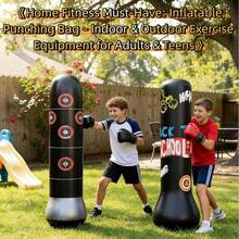 1个加厚充气拳击沙袋，回弹力强，可独立放置，成人及青少年减压玩具，家用健身房拳击训练器材，适合作为生日、斋月、宰牲节、复活节的趣味礼物 - 彩色 - 查看 5