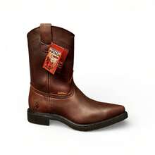 Bota De Trabaja O Vestir Uso Rudo Vaquera Industrial Piel BOVINA SUELA TACON HULE - Café - Ver 3