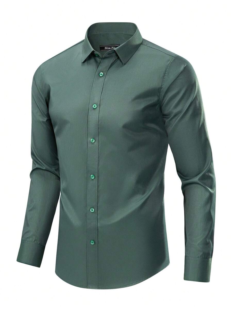 Rand paul Men's Breathable, Non-Sticky Dress Shirt, Easy To Wash And Dry, Ideal For Work, Meetings, And Everyday Wear - 深綠色 - 查看 1