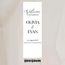 1 pieza Cartel de bienvenida de boda personalizado con nombres y fecha, carteles de boda de lino personalizados, decoración de boda bohemia, pancarta de tela para eventos, despedida de soltera - Multicolor - Ver 21