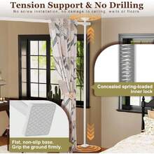 Room Divider For Room Separation, Tension Curtain Rods No Drilling, 4-10ft(H) 28-70inch(W) Adjustable Temporary Privacy Wall Divider, Heavy Duty Freestanding Space Partition Separator, White,39832977 - 白色 - 查看 5
