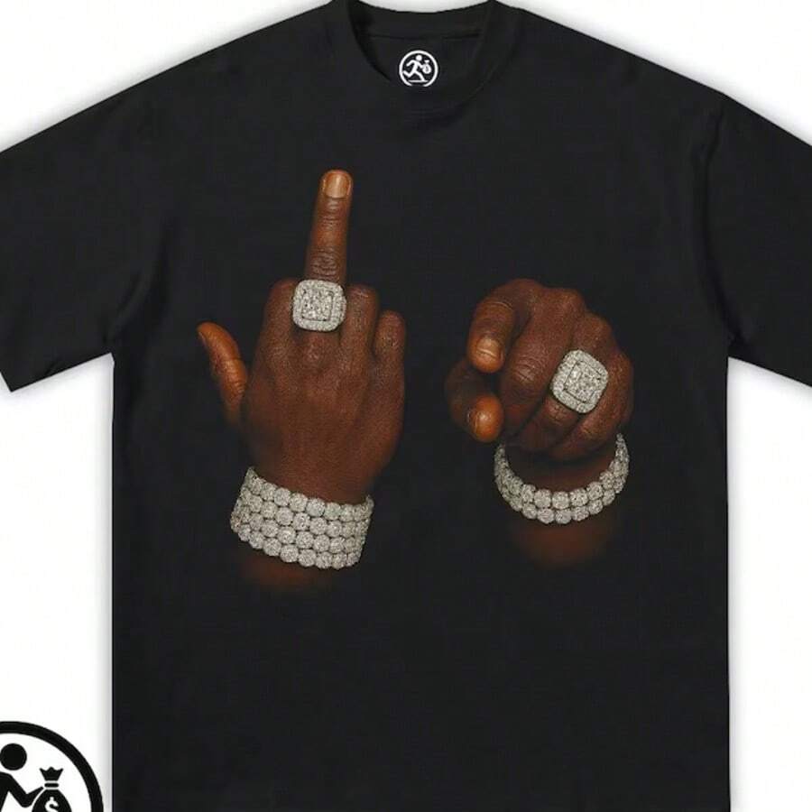 FU Hands Graphic Cotton Oversized Shirt, Graphic, T-Shirt, Streetwear, Y2k, Funny, Christmas Gift Shirt, T Shirt, Meme, Kids, Dope, Hands - màu đen - Xem 1