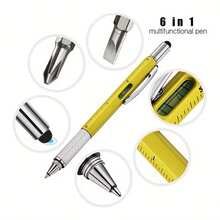 1pc Pocket Genius Pens - Versatile 6-In-1 Ballpoint Pen Tool Featuring A Level, Precision Screwdriver, Stylus, And Ruler, Ideal For Mobile Repairs And Creative Projects - 1pc-random Color - View 3