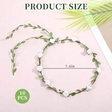 QY- Flower Crown Fairy Headband Fairy Crown Floral Wreath Headband Bohemian Style For Women Girls Wedding Party Vacation Floral Flower Garland Headwear Headbands Greenery 9 Colors 10pcs One Size -3788 - 9種顏色10件 - 查看 2