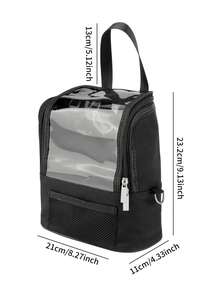 1pc Large Black Shoulder Strap Makeup Brush Storage Bag, Makeup Brush Holder, Vertical Makeup Brush Rack, Professional Travel Makeup Bag With Shoulder Strap And Adjustable Compartments - Multicolor - View 3