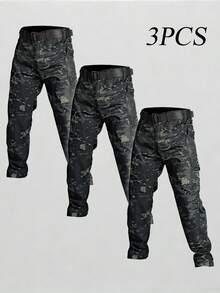 3Pack Men'S Outdoor Cargo Pants | Multi-Functional Pockets, Lightweight, Ripstop, Durable, Suitable For Camping, Hiking, Fishing, Ideal For Spring, Summer, And Autumn Seasons - MICAI+MICAI+MICAI - 查看 1