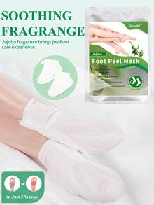 5双装足部去角质面膜，荷荷巴油足部去角质去角质，去除死皮并保湿护理，不含酒精，富含透明质酸和甘油，缓解干燥皲裂的脚后跟，软化粗糙的足部SPA袜，皲裂足部去角质面膜（男女通用） - 白色 - 查看 8