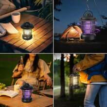 2 en 1 luz eléctrica Mata Mosquitos luz Nocturna de Camping luz Violeta Recargable Repelente de Mosquitos para jardín Camping Picnic habitación salón etc. - Negro - Ver 5