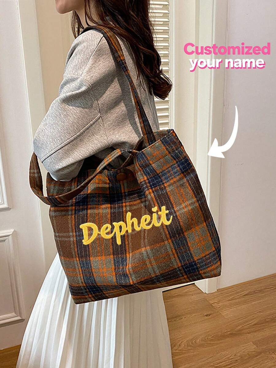 (Embroidered Custom) Autumn/Winter, Fashionable Women's Tote Bag With Extra Large Capacity, Easily Stores Various Items, Suitable For Outings, Commuting, Holidays, Gifts, A Must-Have - Multicolor - View 1