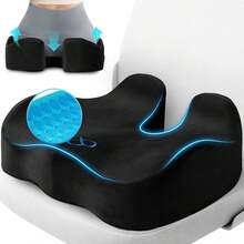 Seat Cushion, Gel Chair Cushions, Office Chair Cushions, Anti-Slip Bottom & Removable Cover Tailbone Pain Relief Cushion, Memory Foam Seat Cushion For Office, Wheelchair, Car (Black) - Xám nhạt - Xem 1