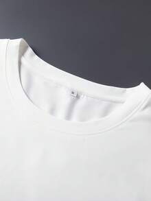 1pc Men's T-Shirt, New Summer Design With Heart Print, Casual Sports Versatile Top, Ideal Valentine's Day Gift - White - View 3