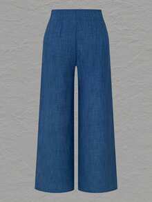 这款女士优雅通勤休闲百搭高腰非牛仔不对称阔腿裤，配以金色纽扣和侧拉链，适合万圣节、圣诞夜、圣诞节、春节、郊游、朋友聚会、购物、娱乐、工作等各种场合。百搭外套面料舒适，设计时尚，性价比高，适合春、夏、秋、冬四季穿着。 - 藍色 - 查看 5