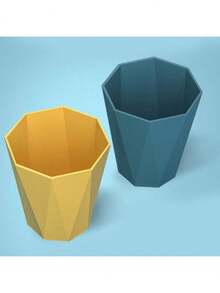 Uncovered Nordic Style Trash Can, Geometric Prism Shape, Matte Finish, Black Or White, Minimalist Design, Suitable For Office, Living Room Corner, Bedroom Bedside, Kitchen, Bathroom As A Distinctive Storage Tool, Made Of PP Material - Multicolor - View 5