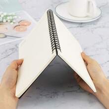 1pc A5 Spiral Notebook, Black Cover, 60 Grid Pages, Thick Kraft Paper Lined Blank Notebook, Simple For Students And Practice