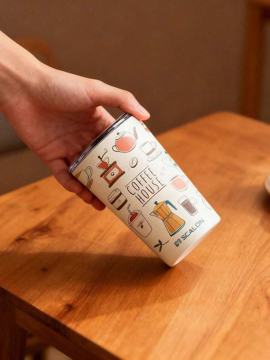 1pc 18oz SCALON Insulated Coffee Cup With Lid - Double Wall Vacuum Insulated Travel Mug, 304 Stainless Steel Lid - Keeps Drinks Hot/Cold For Long Time, Suitable For Coffee, Tea, Cold Beverages - Reusable And Durable, Perfect For Home, Office, Travel - Great Birthday, Christmas, Halloween Gift For Coffee Lovers (Men & Women), Multipurpose