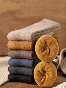 20双装男士加厚羊毛袜，冬季保暖袜，适合滑雪、骑行、户外运动，圣诞节/感恩节/新年礼物，日常穿着舒适，时尚户外跑步袜 - 彩色 - 查看 3