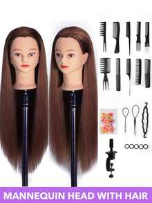 28-Inch Mannequin Head With Multicolored Synthetic Hair - Includes Free Clamp & Bonus Braiding Set For Hairdressing Practice For Cosmetology Practice Barber & Salon Styling Braiding & Practice Doll Head Durable & Easy Maintenance - Multicolor - View 20