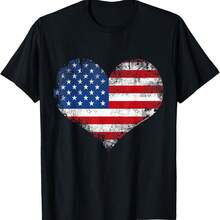 USA An Cute Vintage Heart 4th Of July Patriotic T-Shirt - trắng - Xem 1