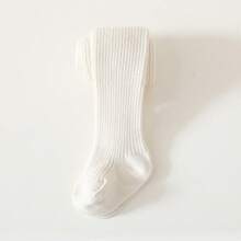 1 chiếc quần legging trơn màu cho bé gái, quần tất co giãn có quai giữ chân cho bé gái, quần ống bó đa năng. - Màu be - Xem 9