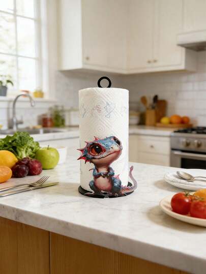 Adorabile supporto per rotolo di carta da cucina a forma di drago 3D - Organizzatore da appoggio per il bancone con il design di una creatura fantastica, base pesante e stabile, funzione di strappo con una mano, decorazione animale per la cucina di casa/ristorante, adatto per rotoli standard e jumbo, regalo di benvenuto affascinante per gli amanti dei draghi e gli appassionati di cucina