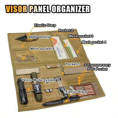 Car Sun Visor Pouch, Vehicle Driver's License Holder, Multi-Functional Sunglasses And Card Organizer, Document Storage Case