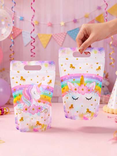 25 st godispåsar med enhörningstema, dragkedjeförseglade påsar, drömlika söta påsar med enhörningsdesign, presentpåsar för födelsedagsfest, bröllopsdekorationer, könsavslöjande bröllop, genomskinliga godis- och snackspresentpåsar, lämpliga för födelsedagsfest, bröllopspaar, godis, snacksdekorationer, festivalfest, hemkök, matbordsprydnader, födelsedagsfest, bröllopshemdekorationer, högtidsfest, familjefester, bröllopspresenter