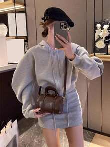 Boston Handbag, Shoulder Bag, Pillow Bag - Coffee - View 2