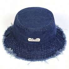 1Piece Men PRANK Vintage Holes Bucket Hat Outdoor Sunscreen Leisure Hat Spring Autumn Travel Tourism Beach Vacation - 藍色 - 查看 5
