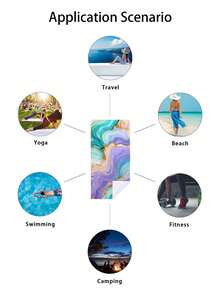 1pc Marble Geometric Pattern Printed Beach Towel, Super Absorbent Quick Dry Towel For Swimming, Soft And Lightweight Beach Blanket, Suitable For Beach, Swimming, Outdoor, Travel, An Ideal Beach Essential - Multicolor - View 8