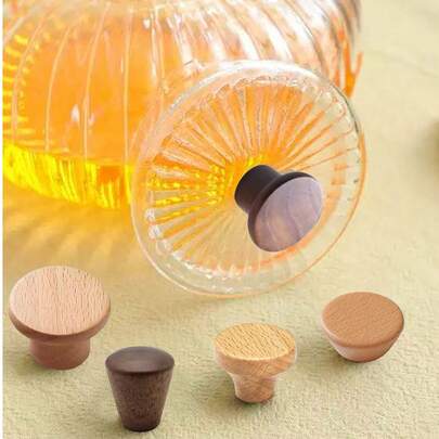 Bộ 6 núm vặn nắp ấm trà, phù hợp với cốc, ấm trà thủy tinh, nắp nồi thép không gỉ, tay cầm nắp đơn ấm sữa nhà bếp, kiểu Nhật Bản, chất liệu gỗ óc chó trắng và đen, kèm ốc vít miễn phí.