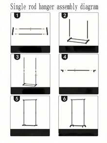 1 pieza Perchero independiente, barra simple/doble, secadora de interior para balcón, perchero móvil para ropa para el hogar, dormitorio, lavandería - Blanco - Ver 4