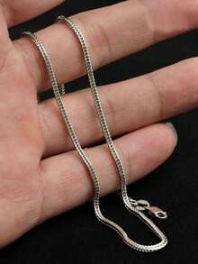 High Quality Men's 925 Sterling Silver 2mm Thick Chain Necklace, Punk Hip-Hop Fashion Design, Silver Jewelry, Eid Gift, Suitable For Street Dance, Party, Valentine's Day, Halloween, Christmas, Eid Or Anniversary Gift, Comes With Anti-Oxidation Gift Box - Silver - View 11
