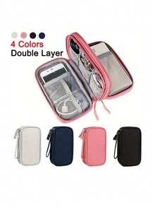 1 pieza Bolsa de almacenamiento de nailon multifuncional, organizador de cables digitales, bolsa organizadora de accesorios electrónicos portátiles, adecuada para disco duro externo, batería portátil, auriculares y cargadores, fundas de teléfono, auriculares inalámbricos, auriculares Bluetooth, auriculares supraaurales, auriculares, adecuada para uso empresarial, viajes, escuela, universidad, oficina, útiles escolares, esenciales de vuelta a la escuela - Multicolor - Ver 5