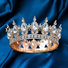 Această coroană luxoasă de prințesă este împodobită cu pietre strălucitoare, fiind alegerea perfectă pentru mirese. Designul este rafinat, strălucitor și elegant. Această coroană rotundă este un accesoriu de păr sofisticat pentru doamne, foarte potrivit pentru ocazii speciale. - Multicolor - Vizualizare 15